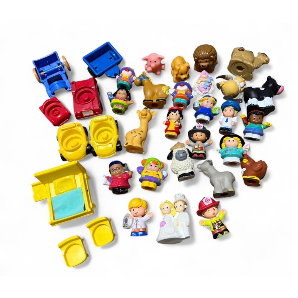 Fisher Price Little People Mixed Lot Figures Animals Vehicles Accessories 35pc
